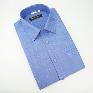 【金安德森】深藍色橫紋圖騰窄版長袖襯衫