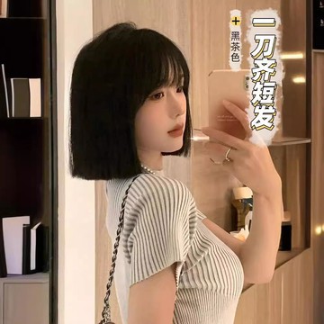TOP🥇假髮女 短髮假髮 lolita假髮 jk全頭套式假髮 整頂假髮女 全頭套假髮 一刀切波波頭 頭頂補髮片 法式瀏海