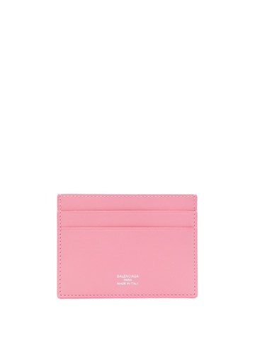 Balenciaga - embossed-logo leather cardholder - women - Calf Leather - One Size - Pink