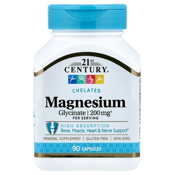 21st Century, 螯合甘氨酸鎂，200 毫克，90 粒膠囊（每粒膠囊 100 毫克）
