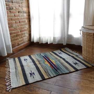 犛牛混羊毛手工織地毯—時光 • 藍米