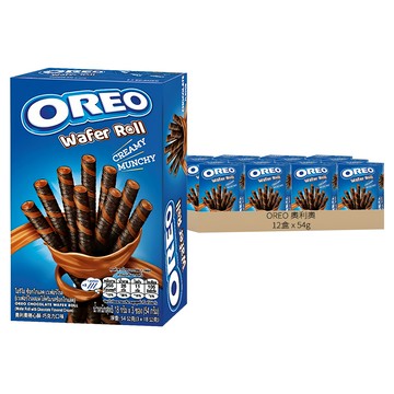 OREO 奧利奧 捲心酥 巧克力口味 獨家巧克力餅皮 香濃酥脆 香濃巧克力內餡 甜而不膩口 小包裝方便攜帶 份量適中  54g  12盒