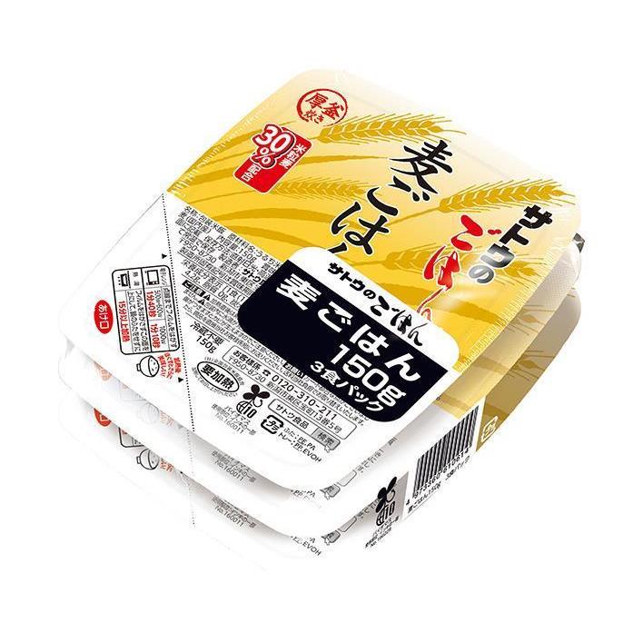 サトウ食品 サトウのごはん 麦ごはん 3食パック (150g×3食)×12個入｜ 送料無料