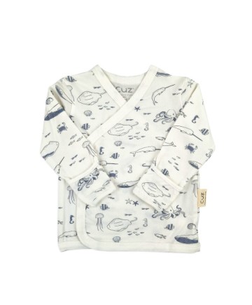 深海素描(有機棉反摺袖肚衣)0-3m