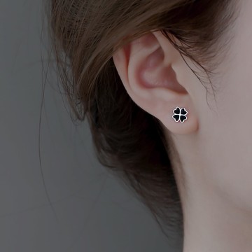 925純銀四葉草耳釘女夏季款年新款潮ins簡約耳環氣質小巧耳飾