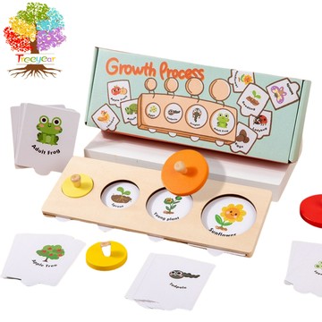 【樹年】兒童木製生命循環拼圖玩具,動植物生長的教育學習工具,適合早期學習植物和動物成長階段的玩具