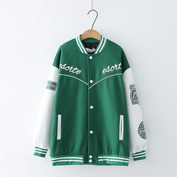 美式復古百搭棒球服女春秋2022新款學院風休閑撞色立領外套ins潮