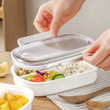 可冷藏微波分隔便當盒/密封保鮮盒-490ml-3入 單一規格