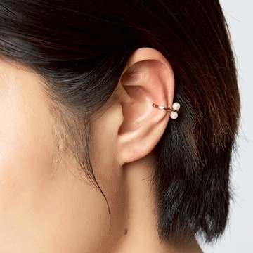 Akoya珍珠尖角耳扣 925銀厚鍍18K金 Rosette P Earcuff