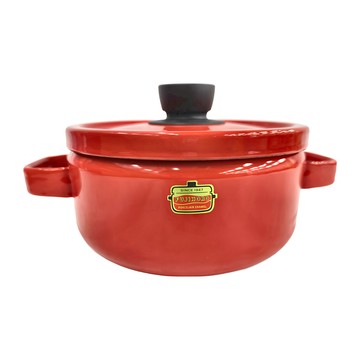 FUJIHORO 雙耳附蓋琺瑯鍋 20cm 紅色 3.0L  1個