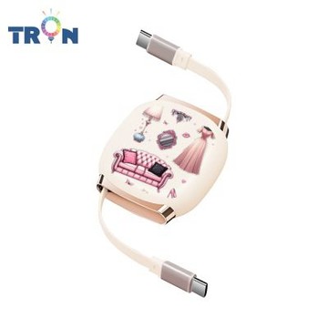 TRON 100W Type-C 伸縮快充線 1M 奶茶色 家具餐具圖集-2 4檔長度調整 可充筆電 適用i15以上手機 平板