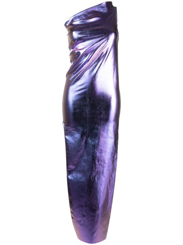 Rick Owens - one-shoulder denim maxi dress - women - Rubber/Cotton/Polyester - 42 - Purple