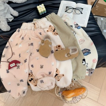 新款兒童秋冬季暖暖褲百搭寶寶衛褲男女童休閑雪粒絨褲中大童睡褲