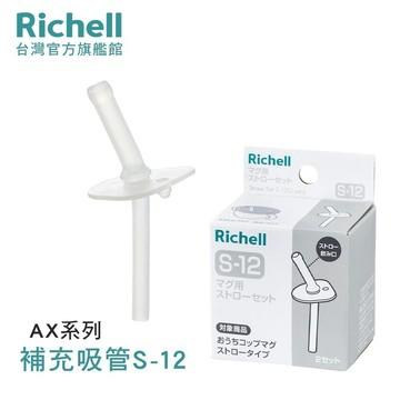 【福利品】日本Richell 利其爾AX幻夢系列補充吸管配件組 S-12 2組入 150ML吸管水杯 吸管替換組