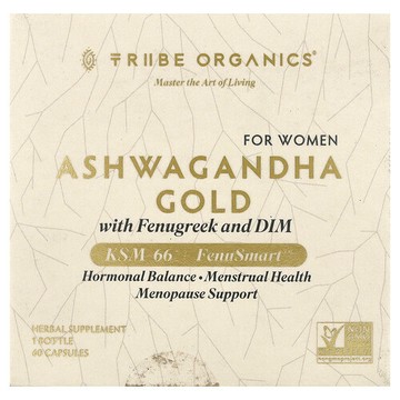 Tribe Organics, Ashwagandha Gold with Fenugreek and DIM, For Women, 60 Capsules