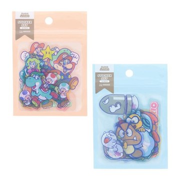 小禮堂 Super Mario 超級瑪利歐 塑膠貼紙組 10入組  (馬卡龍色)