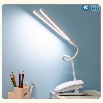 逸奇e-kit USB內建電池二合一雙用/三種色溫/無段式調節亮度/按鍵開關/軟管夾立式/可調角度展開雙排LED燈管夾燈 UL-B21