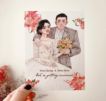 喜帖插畫設計SUIT包套 / 謝卡 / 結婚書約 / 貼紙 / 桌牌