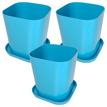 翠筠 彩方盆 附底盤  藍色  3個  6吋