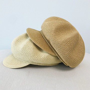 簡約休閑百搭草編出游南瓜帽棒球帽沙灘草帽子女夏天八角帽英倫范1入