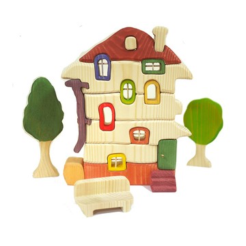 淳木童話｜小木屋立體木頭拼圖