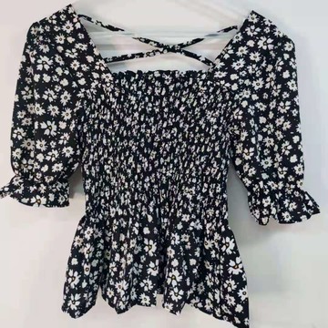 女裝新款潮雪紡衫女短袖遮肚顯瘦短款雪紡上衣女夏百搭氣質