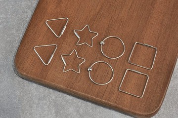 二毛銀【銀線幾何圖形耳環】圓形、方形、三角形、星形