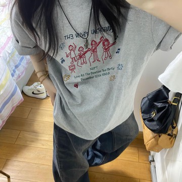 時尚女裝 短袖 T恤 100%純棉短袖T恤女寬鬆新款爆款夏季時尚印花純棉短袖t恤體恤上衣 短袖上衣 寬鬆 短版T恤