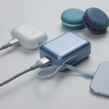 VIONTA Q 輕巧款自帶線行動電源-藍色