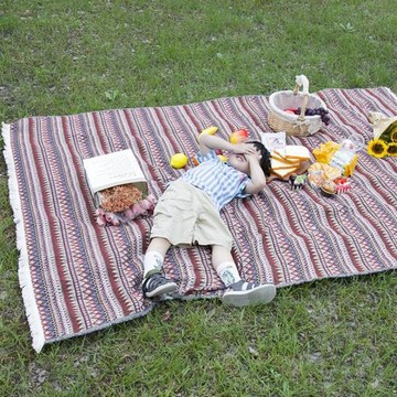 跨境ins風波西米亞復古民族風滌棉色織野餐墊戶外露營防潮墊批發