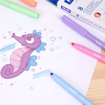 MILAN - 兒童可水洗彩色筆_粉嫩馬卡龍8色_5mm