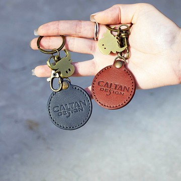 【24hr快速出貨】真皮訂製圓形鑰匙圈 兩色-912501