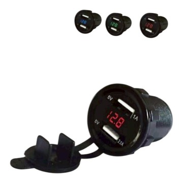 雙2.1A 機車雙USB車充+電壓表 充電器 電壓顯示 雙孔防水 雙插頭 機車小U 摩托車 手機充