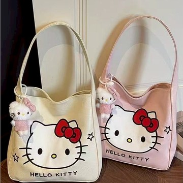 kitty托特包 可愛卡通托特包新款大容量單肩包 kitty肩背包 kitty側背包 通勤包 可愛包包 kitty單肩包