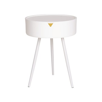 樂嫚妮 北歐質感輕鬆取桌盤兩用圓邊桌茶几-(4色)白色