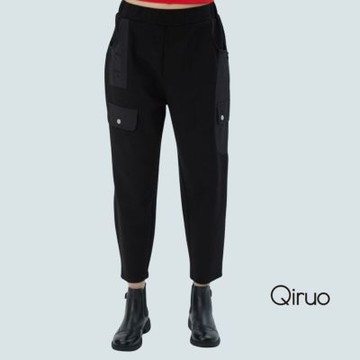 Qiruo 奇若秋冬專櫃黑色休閒褲7239C 長褲