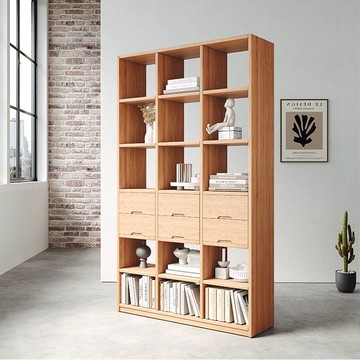 免運/可開發票 書櫃 書架 落地置物架  全實木松木書架落地置物架客廳玄關柜一體靠墻展示架多層格子書柜 快速出貨