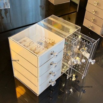 【臺灣出貨】耳環收納盒女耳飾展示架耳釘耳墜掛項鍊手飾品家用精緻小首飾盒子