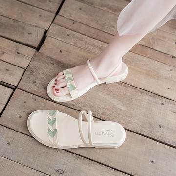 溫柔風兩穿平底涼拖鞋ins潮舒適外穿可濕水一字拖2021夏季女鞋子