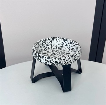 寵物碗 馬卡龍陶瓷寵物碗-黑白潑墨【送矽膠勺】 1st (PCL020)