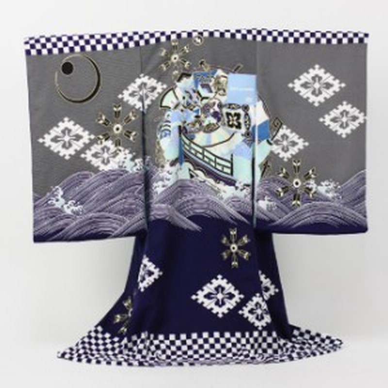 レンタルお宮参り着物 お宮参り 男の子 着物pom Ponette ポンポネット 祝着 1歳 男の子 グレー地に宝船と波 通販 Lineポイント最大1 0 Get Lineショッピング