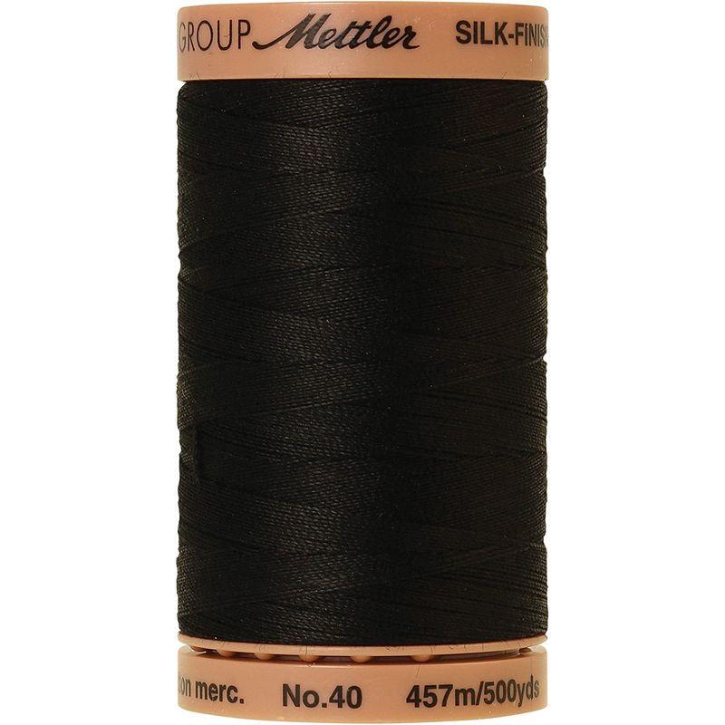 Mettler Silk-Finish Solid Cotton Thread, 500 yd 475m, Black by Mettler