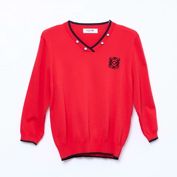 CLL巧玲瓏 V領裝飾釦長袖針織衫 1968502