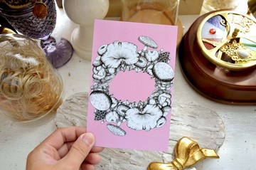 GOOKASO 魔法蘑菇花圈 明信片 可書寫硬卡紙材質 POSTCARD