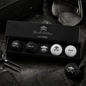 Volvik 骷髏 高爾夫球 4球/盒 附球標 高爾夫球禮盒