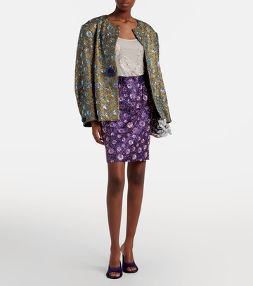 Jacques Wei Floral sequined pencil skirt