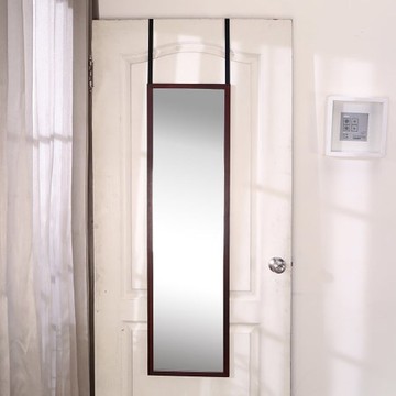 BuyJM 實木框胡桃木色門後壁掛鏡/穿衣鏡