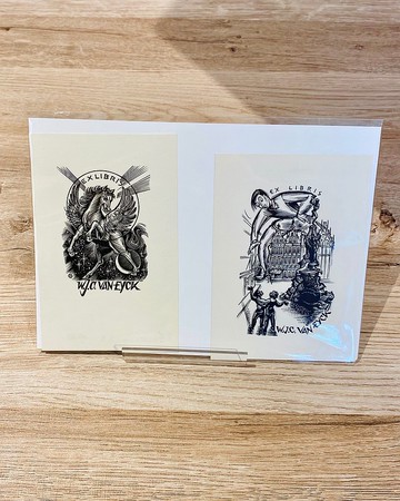 比利時藝術家 GAUDAEN,Gerard-Ex-libris-藏書票-版畫-飛馬-巨人