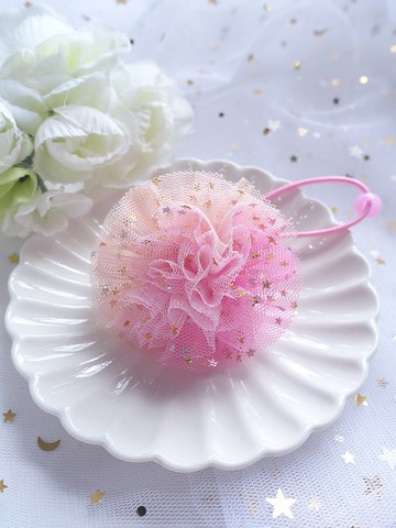 三色網紗球髮圈 髮夾 兒童頭飾