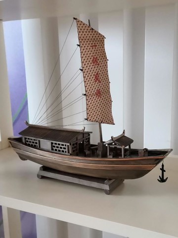 【廠家直銷 可打統編】中國船模型一帆風順帆船擺件實木船小漁船烏蓬工藝品裝飾生日禮物